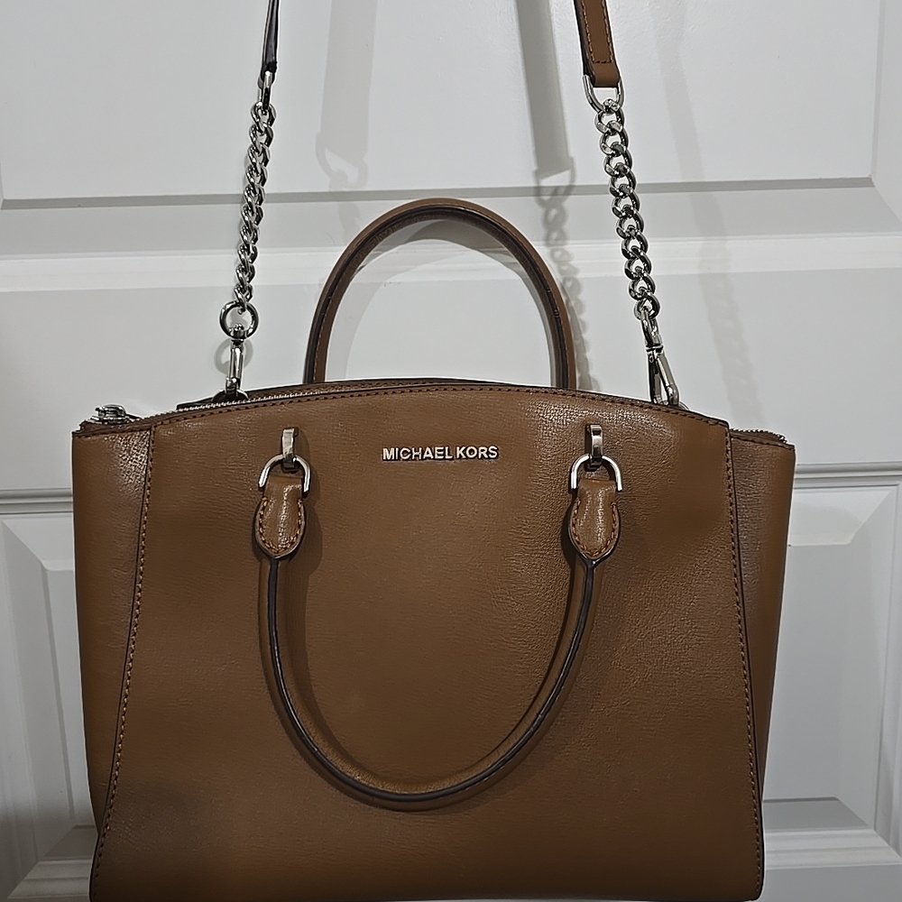 Michael Kors ELLIS Large‎ Tan Leather Satchel